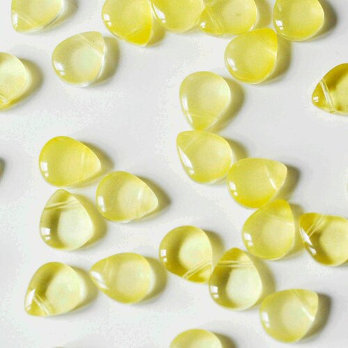 Perles cristal goutte jaune, création bijoux verre, perles goutte, perle création bijoux,10x12.5mm,lot de 10 g4193