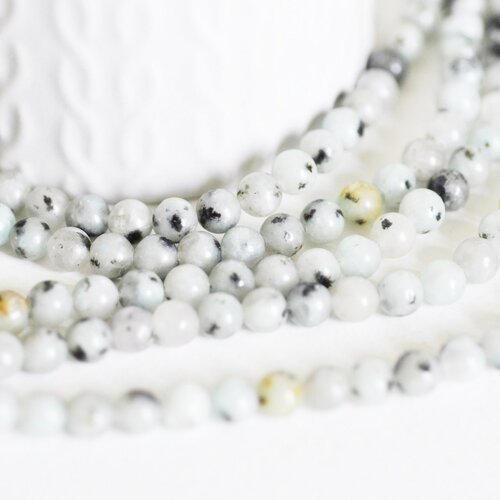 Perles jaspe sésame, fourniture créative,jaspe bleuté,pierre naturelle,perles jade,perles pierre,jaspe naturel, le fil de 60,6mm g3802