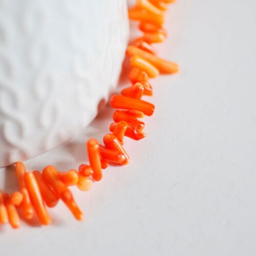 Perles en corail orange,perles corail, fabrication bijoux,corail naturel,perle coquillage,coquillage orange,fil 38cm-g6747