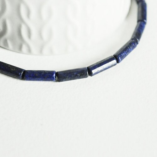 Perle tube lapis lazulis, des perles naturelles pour creation bijou en pierre naturelle lapis naturel,le fil de 25 perles, 13x4mm g5167