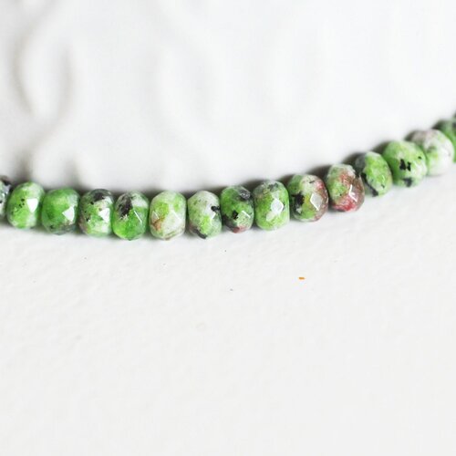 Perle abacus jade vert rose,perle jade pierre naturelle à facette,4x2mm, fil de 36cm g4637
