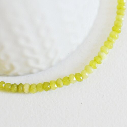 Perle abacus jade vert clair, perle jade, pierre naturelle, perle facette,4x2mm,fil 35cm, g3002