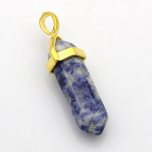 Pendentif pointe sodalite bleu, fournitures créatives,pendentif bijoux, pendentif pierre, sodalite naturelle, pendentif bleu,39mm-g2115