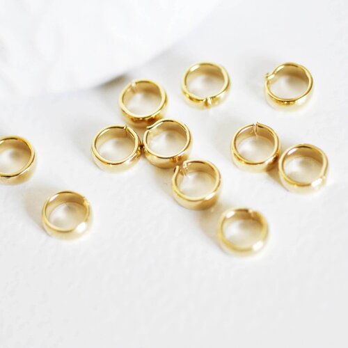 Perle anneau à écraser acier doré, fournitures créatives, perles dorées, aciee chirurgical,création bijoux, acier doré,les 10,8mm-g1181