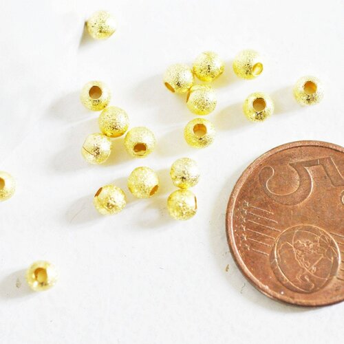 Perle intercallaire laiton doré sablée, perle doré texturée, des fournitures pour création bijoux, laiton doré, les 100 perles,4mm g5254
