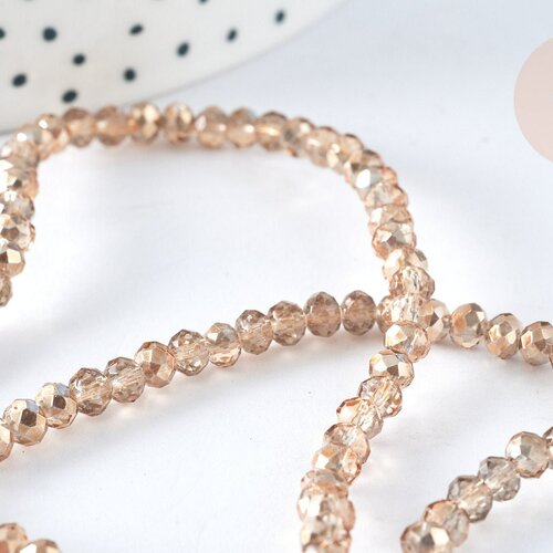 Perles toupies cristal doré irisé, perle cristal verre facette,4x3mm,  fil de 45cm , g7496