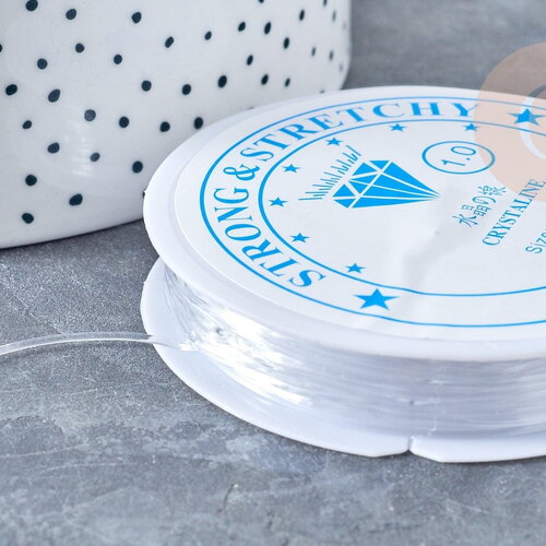 Fil élastique nylon transparent 1mm, x1 bobine de 12.5m (g8475)