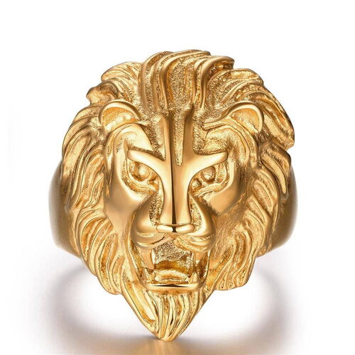Bague acier or large lion homme 8.1mm, x1 (g6862)