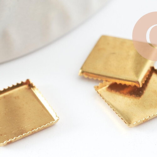 Supports de cabochons carrés laiton brut 10mm, fournitures cabochon sans nickel x20 (4.6g) g1323