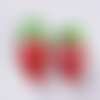 Pendentif fraise fruit rouge verre tchèque 19-21mm, x5 (g4235)