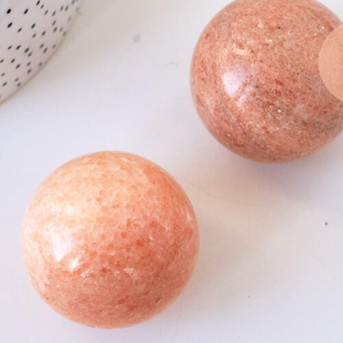 Pierre boule calcite orange naturelle 47-50mm, pierre lithotthérapie décoration de la maison, x1, g6661