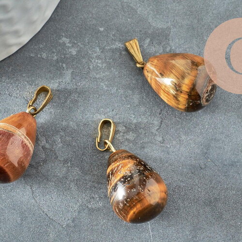 Pendentif goutte œil de tigre,pendentif pierre naturelle,oeil de tigre,création bijoux,23-24mm, x1 g4508