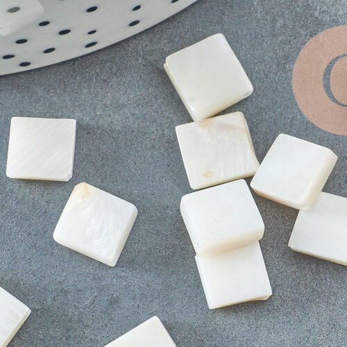Perle losange nacre blanche naturelle, fourniture créative, pendentif losange, coquillage blanc, 13mm, x10 g1363