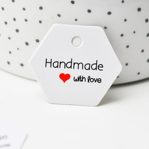 Etiquette kraft fait main avec amour préparation paquet cadeau, emballage cadeau,sachet mariage, 30x35mm, x20 g4148