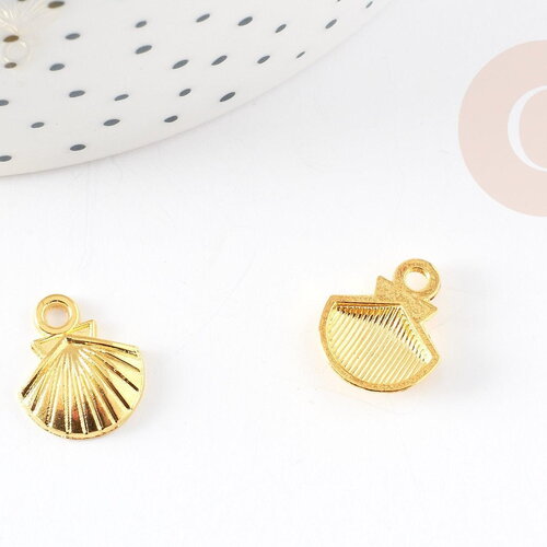 Breloque coquillage zamac doré 14mm ,pendentif coquillage création bijoux x10 g1604