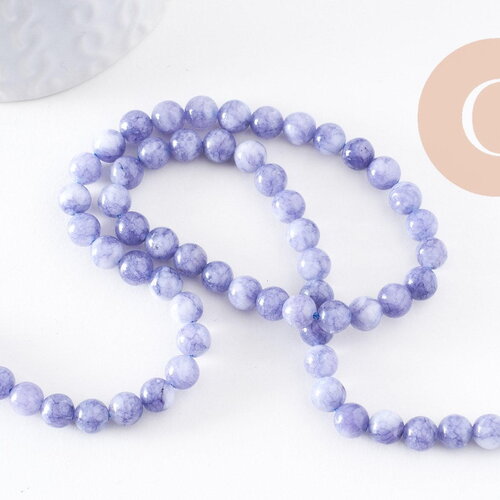 Perles quartz bleu rondes, quartz bleu,pierre naturelle, 6mm, le fil de 36,5 cm, x1 (g3110)