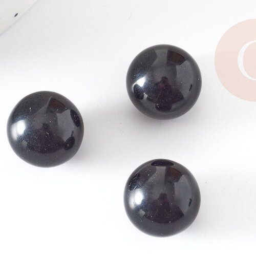 Pierre ronde obsidienne noire non percée, cabochon rond, obsidienne naturelle, 17.5-18mm, x1 (g4378)