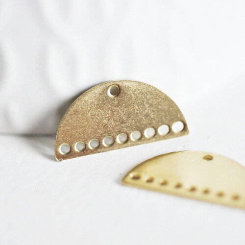 Connecteur demi-cercle laiton brut 21x10mm, pendentif laiton brut géométriques création bijoux, x5 g3237