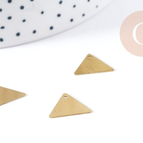 Breloque triangle 1 trou laiton brut 14mm, creation bijoux géométriques x10 g8837