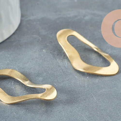 Pendentif ovale laiton brut 41mm, fournitures pour bijoux géométriques sans nickel, x2 (g4680)