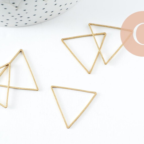 Pendentif triangle laiton brut 30mm, pendentif géométriquecréation bijoux, x10 (g2321)