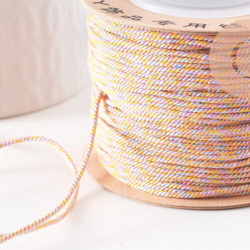 Cordon en polyester tressé multicolore pastel 1mm, cordon pour bijoux scrapbooking et fabrication bijoux, x1 mètre (g9991)