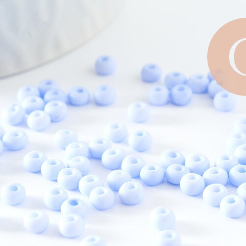 Perles de rocaille verre bleu pastel peintes 4,5mm, perles rocaille pour perlage et création bijoux, x 10g (g7795)