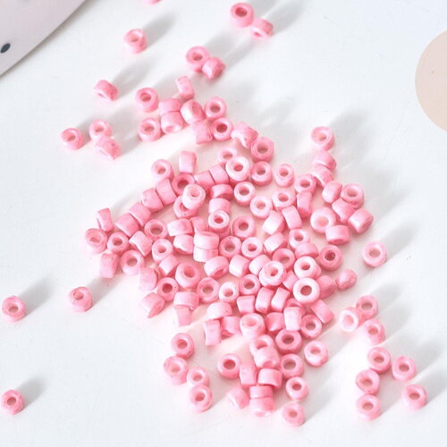 Perles tube verre rose clair façon delica miyuki, perle rocaille japonaise, perlage tissage, sachet 8g, x1 g7775