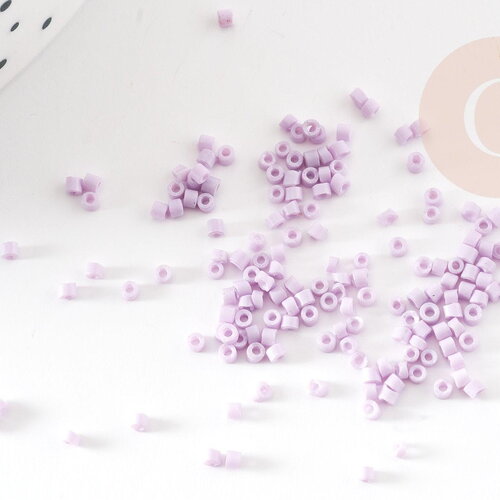 Perles tube violet clair opaque façon delica miyuki 1.5-2mm, perle rocaille japonaise mat,perle perlage tissage x8gr g9167