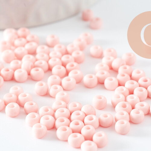 Perles de rocaille verre rose pastel 4.5mm, x10g (g7794)