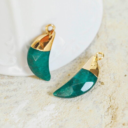 Pendentif corne jade turquoise,jade vert, fournitures créatives,pendentif bijoux, pendentif pierre, jade naturelle, pendentif jade,26mm, x1