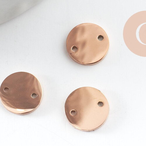 Pendentif connecteur rond acier 304 inoxydable or rose 7mm, x1 (g9584)