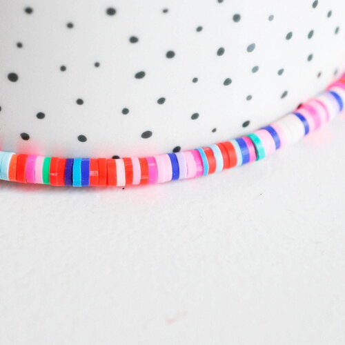 Perles polymère multicolore heishi 4mm, perles plastique, perle heishi,perle disque, 4mm,le fil de 320 perles g3606