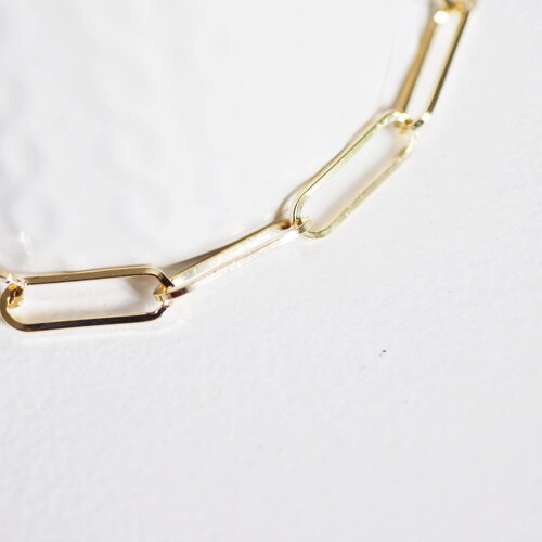 Chaine fer doré or pâle maille rectangle 18x6mm, x1 mètre (g1858)