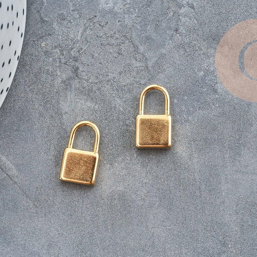 Breloque cadenas acier 304 doré 18k inoxydable 18mm, création bijoux amour, x1 g2612