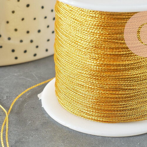 Cordon doré en nylon 1.2mm, fabrication bijoux bijoux,ruban mariage, scrapbooking, x1 ou x5 mètres g6132