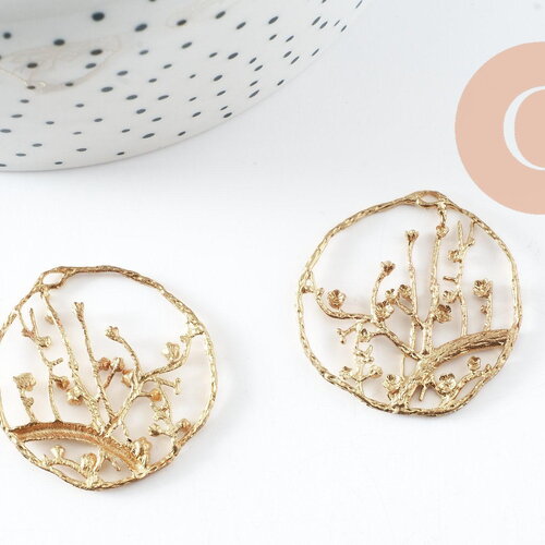Pendentif rond laiton brut, breloque laiton brut, bijou laiton,pendentif laiton brut,32mm, x2 (g1907)