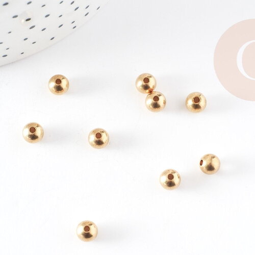 Perles ronde intercalaires laiton brut doré 6mm x10, perles dorées pour création bijoux diy g0179