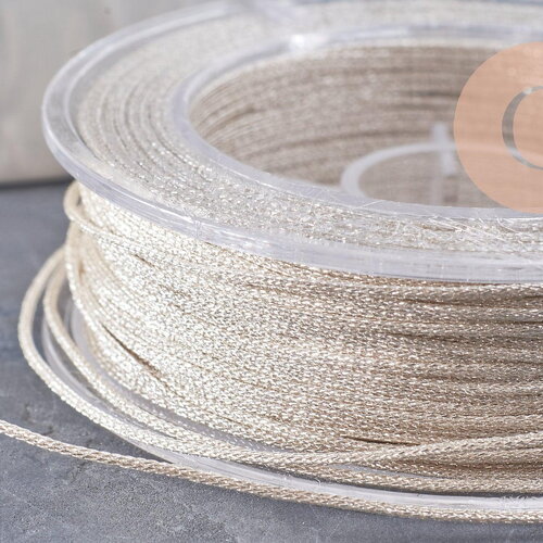 Cordon métallique doré très clair polyester 1mm, fil pour bijoux noeud coulissant x1 mètre (g10002)