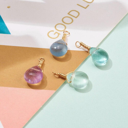 Pendentif goutte fluorite verte violette naturelle 20mm,pendentif bijoux, pendentif pierre, création bijoux, x1 g6264