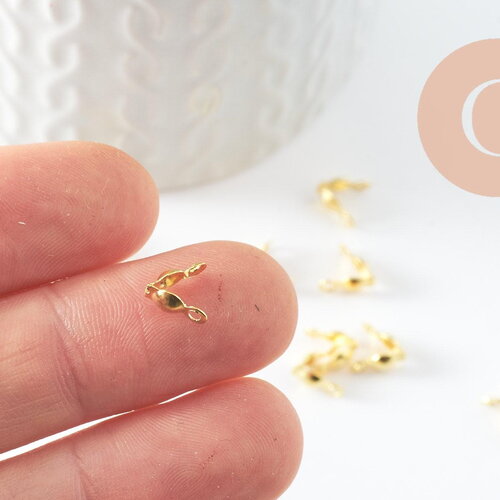 Cache nœuds chaine boule fer doré 8x4mm, création bijoux acier, x10 (g10134)