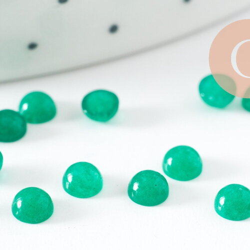 Cabochon rond jade naturel vert 4mm, cabochon pierre naturelle, x1 (g9950)