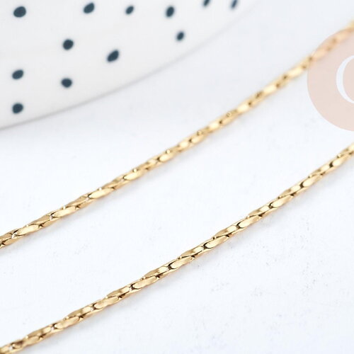 Chaine serpentine complète avec fermoir acier 304 inoxydable doré 1mm,50cm, création collier acier inoxydable, x1 g8781