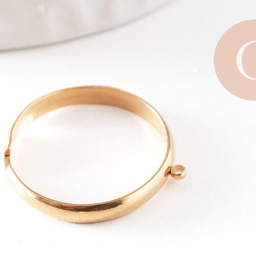 Bague réglable acier inoxydable 304 doré avec anneau 3mm/18mm, x2 (g9907)