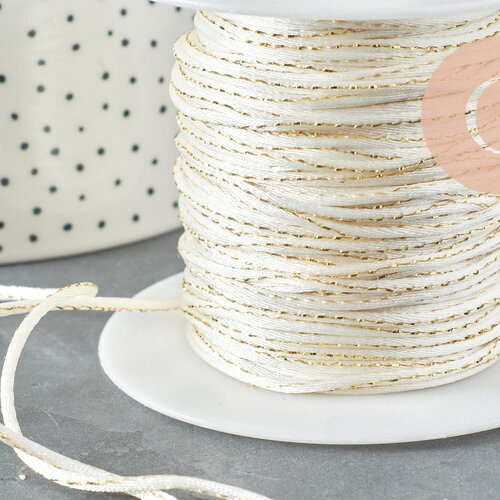 Cordon blanc or, fabrication bijoux bijoux,ruban mariage,fourniture créative, scrapbooking, largeur 1.5mm, x1 mètre g3336