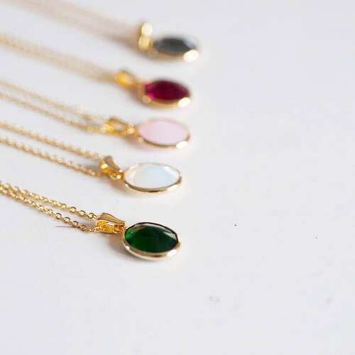 Chaine fine dorée pendentif cristal,idée cadeau,chaine collier,chaine complète, acier chirurgical,1.5 mm,40cm, x1 g0701
