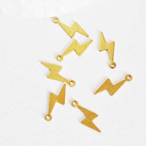 Breloques éclair laiton brut, fourniture laiton brut,pendentif éclair, sans nickel,pendentif eclair,création bijoux, x 50,14mm-g1664