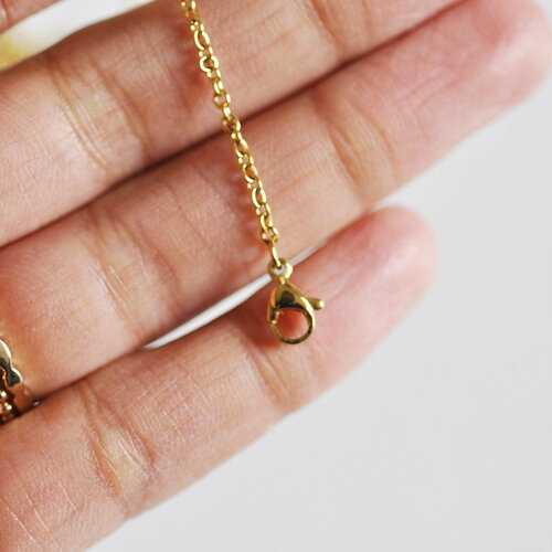 Chaine complète acier inoxydable doré 14k forçat 1.9mm/45cm,chaine collier avec fermoir, x1 (g2088)