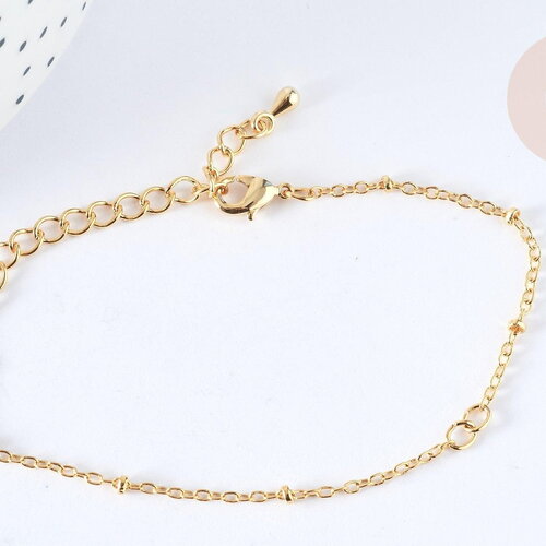 Bracelet chaine dorée satellite 16k 2.5microns 17.7cm, x1 (g8182)