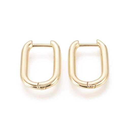 Créoles laiton doré 18k forme u 17.5mm, x2 (g3614)